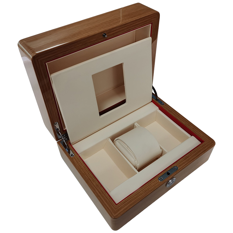 Single Wooden Watch Box with 2 Storage compartment for accessories